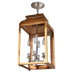 Charles Edwards Mews Ceiling Lantern Pendant Fixture Mahogany & Nickel, UK