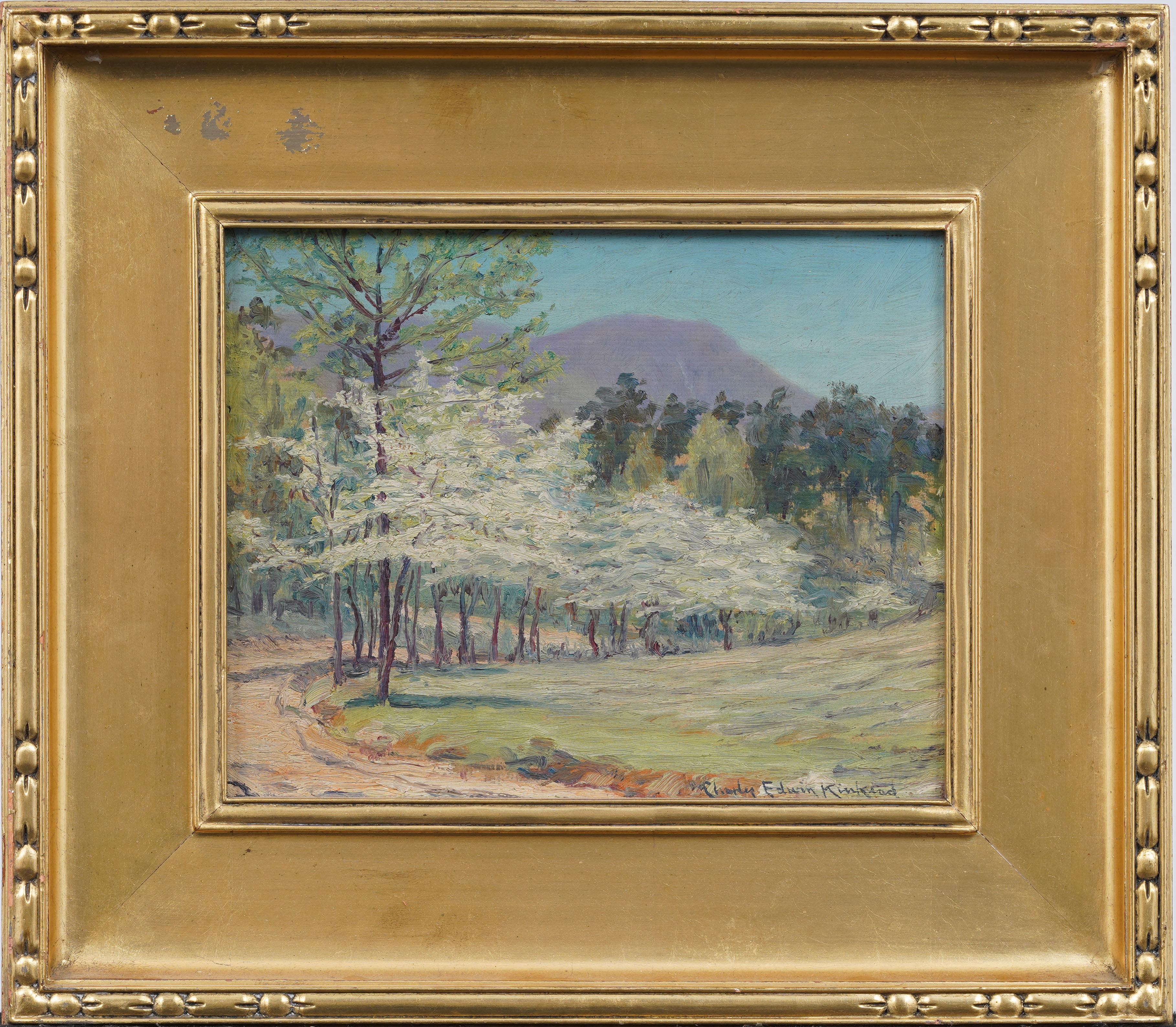Charles Edwin Kinkead  Landscape Painting - Vintage American Impressionist Landscape Signed Dogwood NC Framed Oil Painting