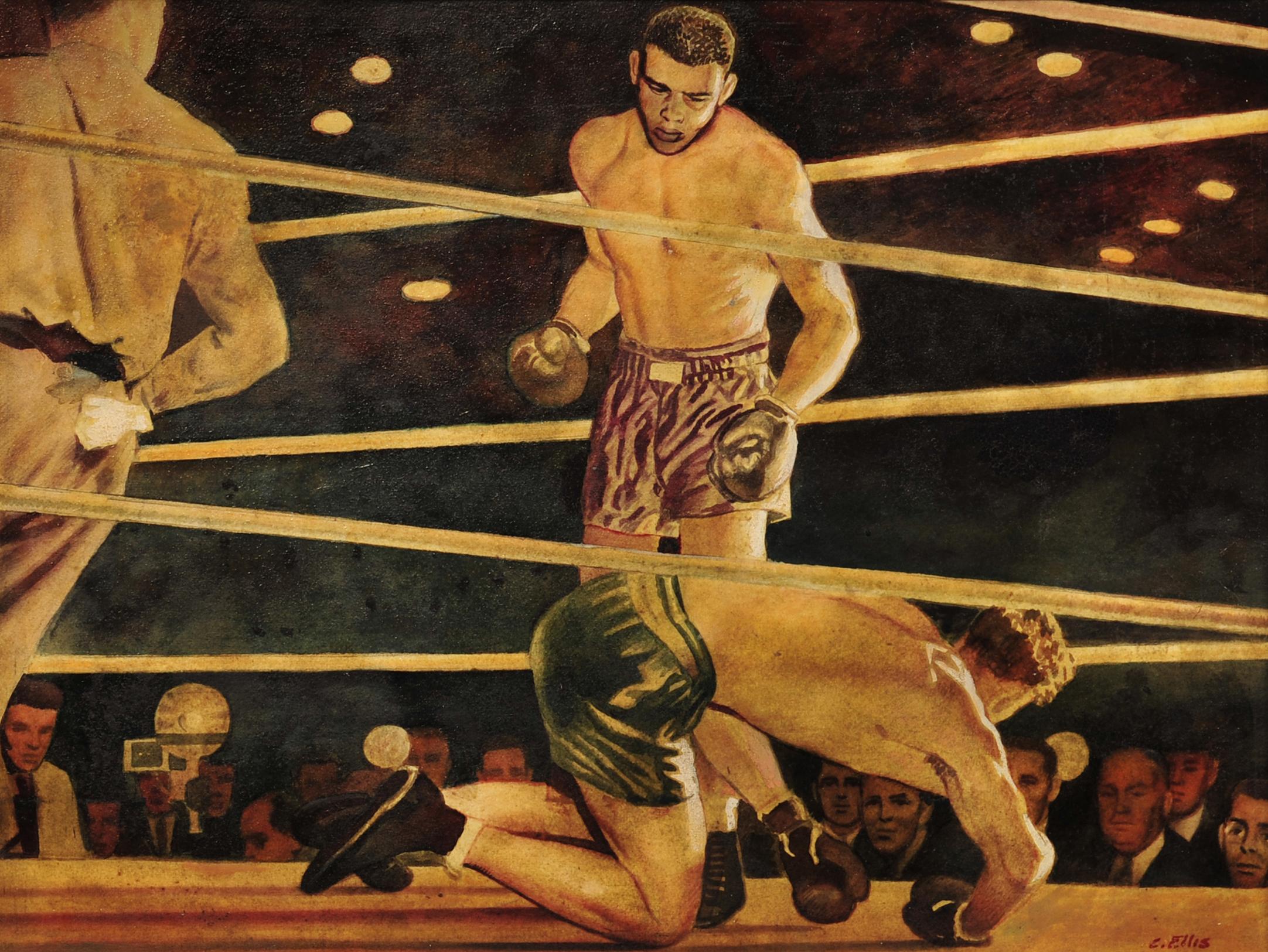 Joe Louis Knocking Out Max Schmeling (Joe Louis frappant) - Painting de Charles Ellis