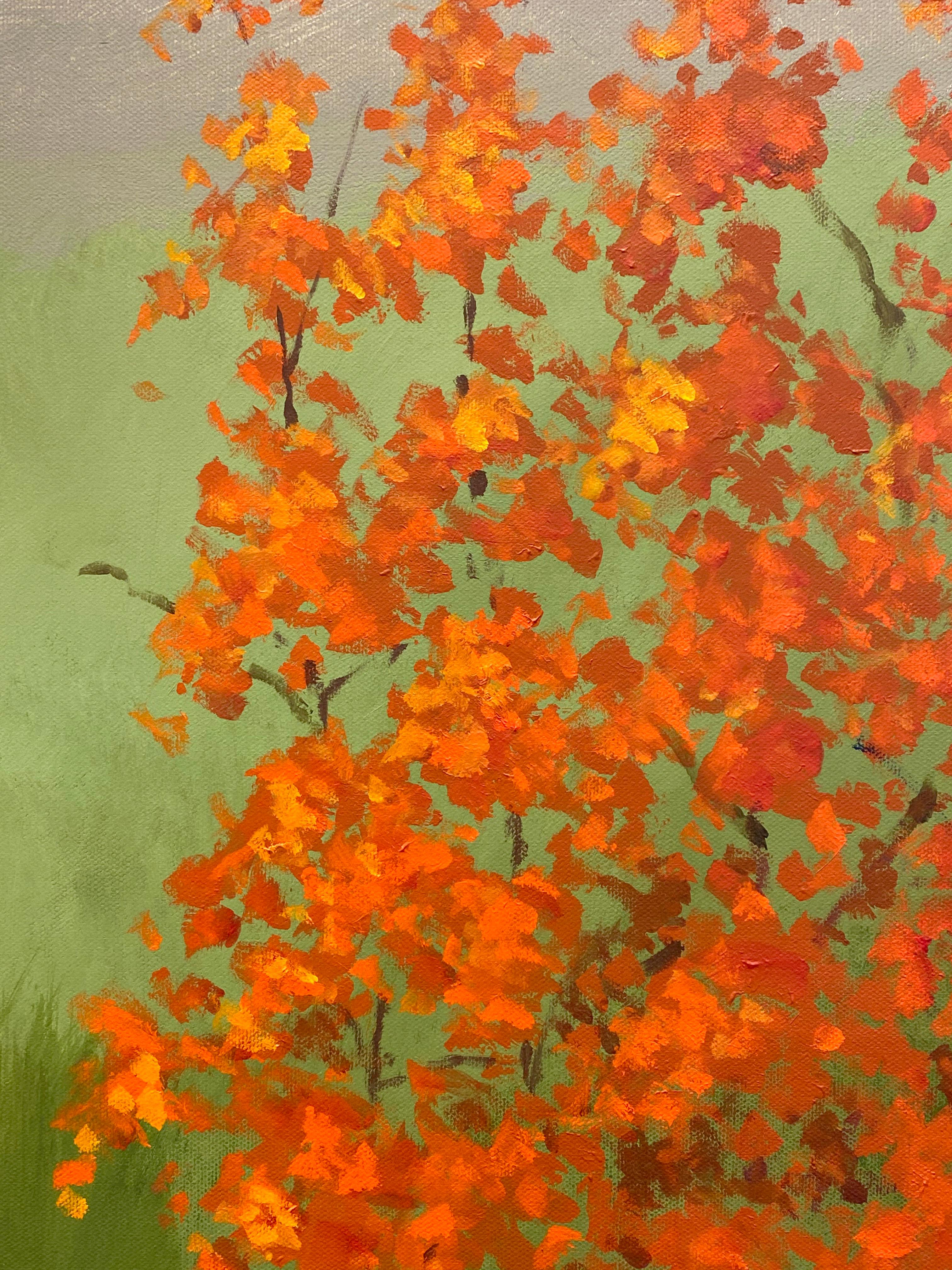 « Autumn Night », huile sur toile de paysage forestier contemporain coloré en vente 1