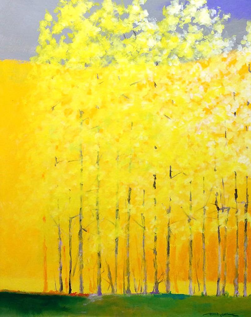 Charles Emery Ross Abstract Painting - C.E. Ross "Golden Dreams", Colorful Contemporary Landscape Acrylic on Canvas