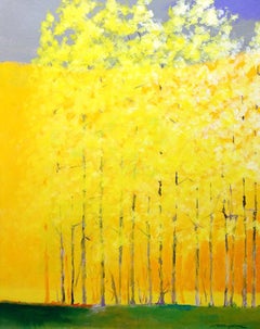 C.E. Ross "Golden Dreams", paysage contemporain coloré, acrylique sur toile