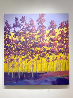 C.E. Ross, "Purple and Yellow", Colorful Abstract Landscape Acrylic on Canvas