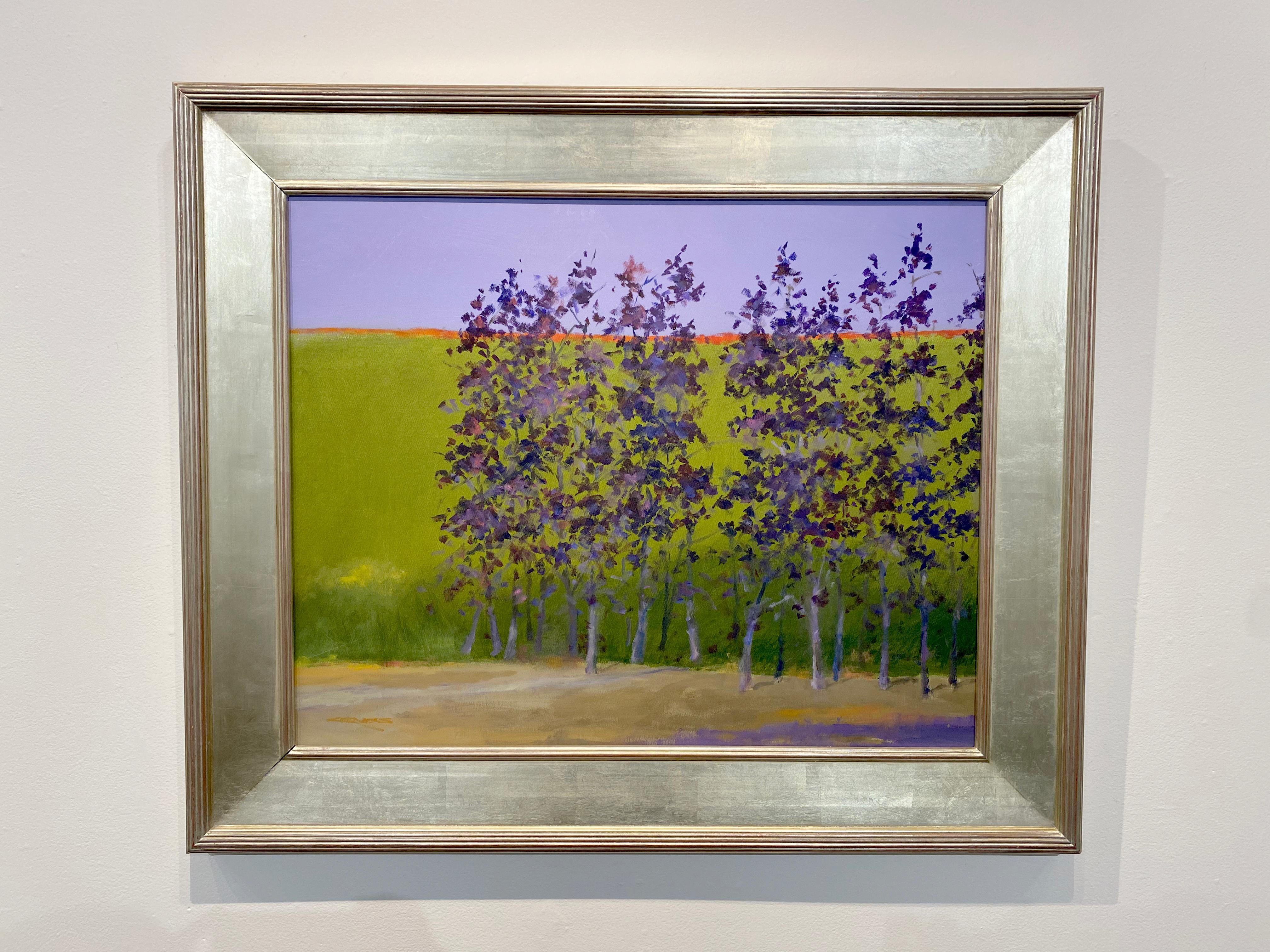 C.E. Ross, « Purple Glow », peinture à l'huile contemporaine de paysage forestier coloré  - Painting de Charles Emery Ross