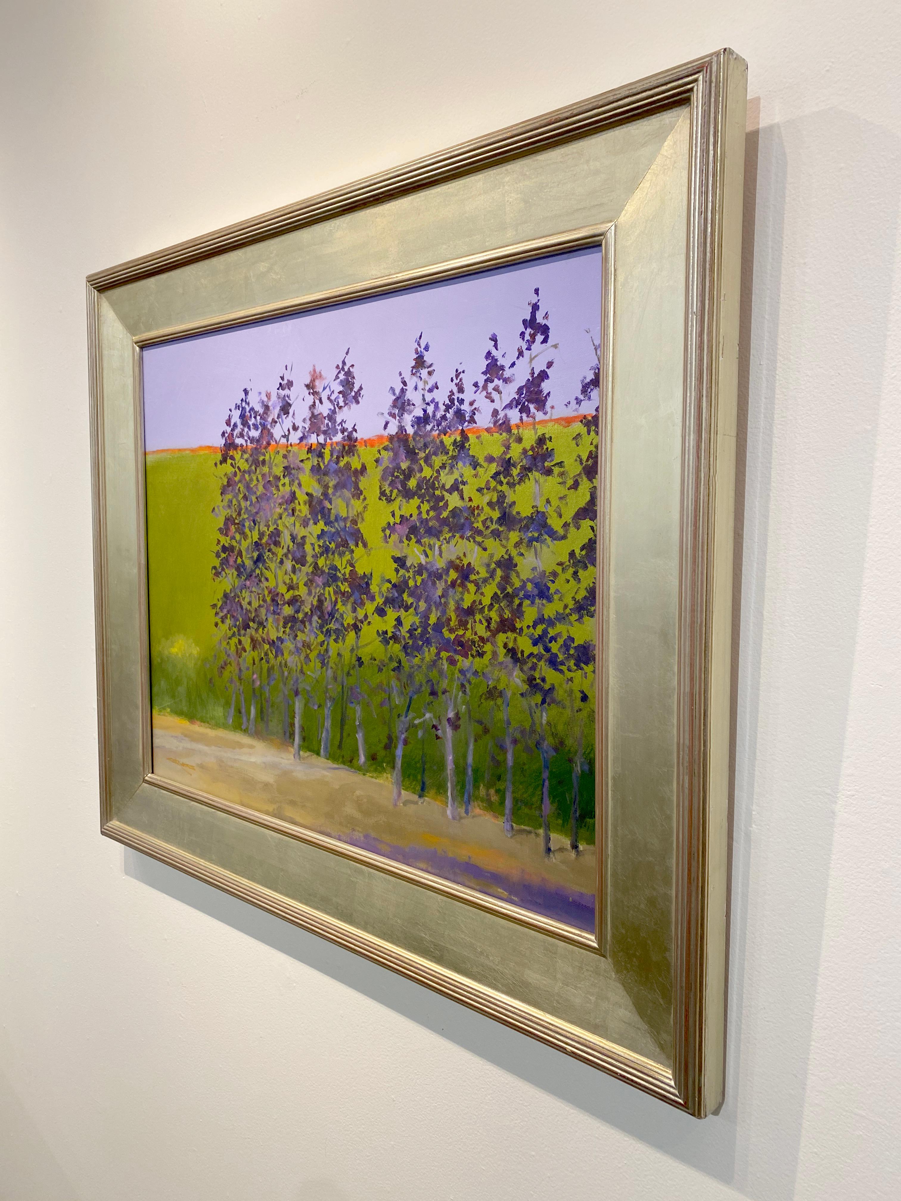 C.E. Ross, « Purple Glow », peinture à l'huile contemporaine de paysage forestier coloré  - Marron Landscape Painting par Charles Emery Ross