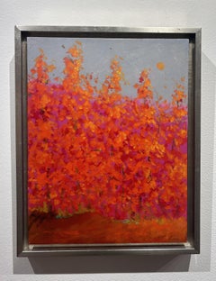 C.E. Ross "Red Fusion", Lebendiges Rot Zeitgenössische Baum-Landschaft Öl auf Leinwand