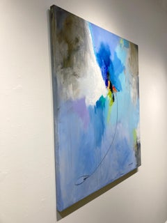 C.E. Ross, "Sea Hues", Blue Colorful Abstract Acrylic Painting on Canvas