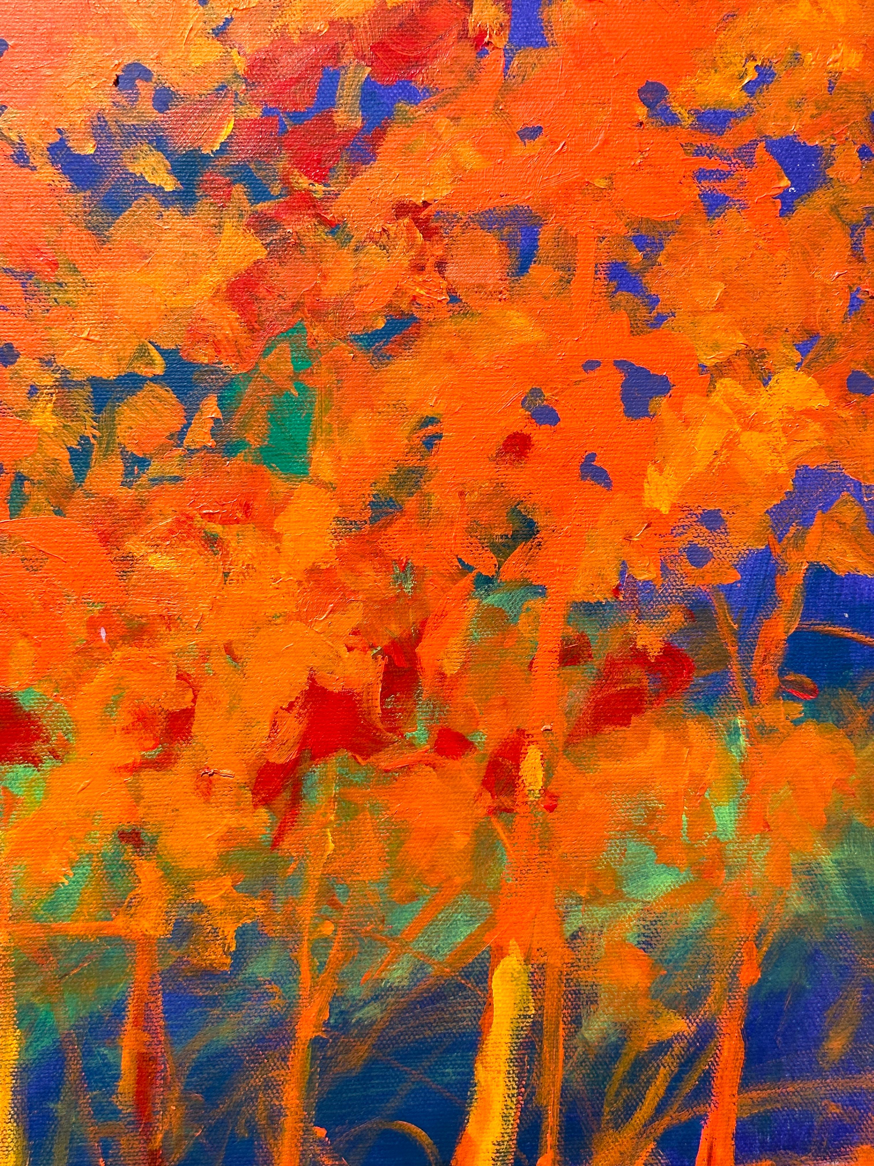 C.E. Ross, « Vibrant Day », paysage forestier abstrait coloré orange-violet en vente 3