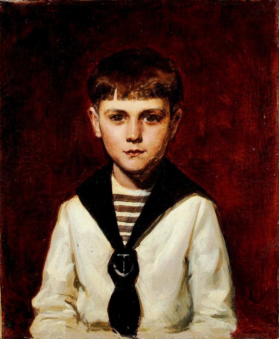 Charles-Emile-August Carolus-Duran Figurative Painting - Portrait of Willy - Original Oil on Canvas by Carolus-Duran - 1870 ca.