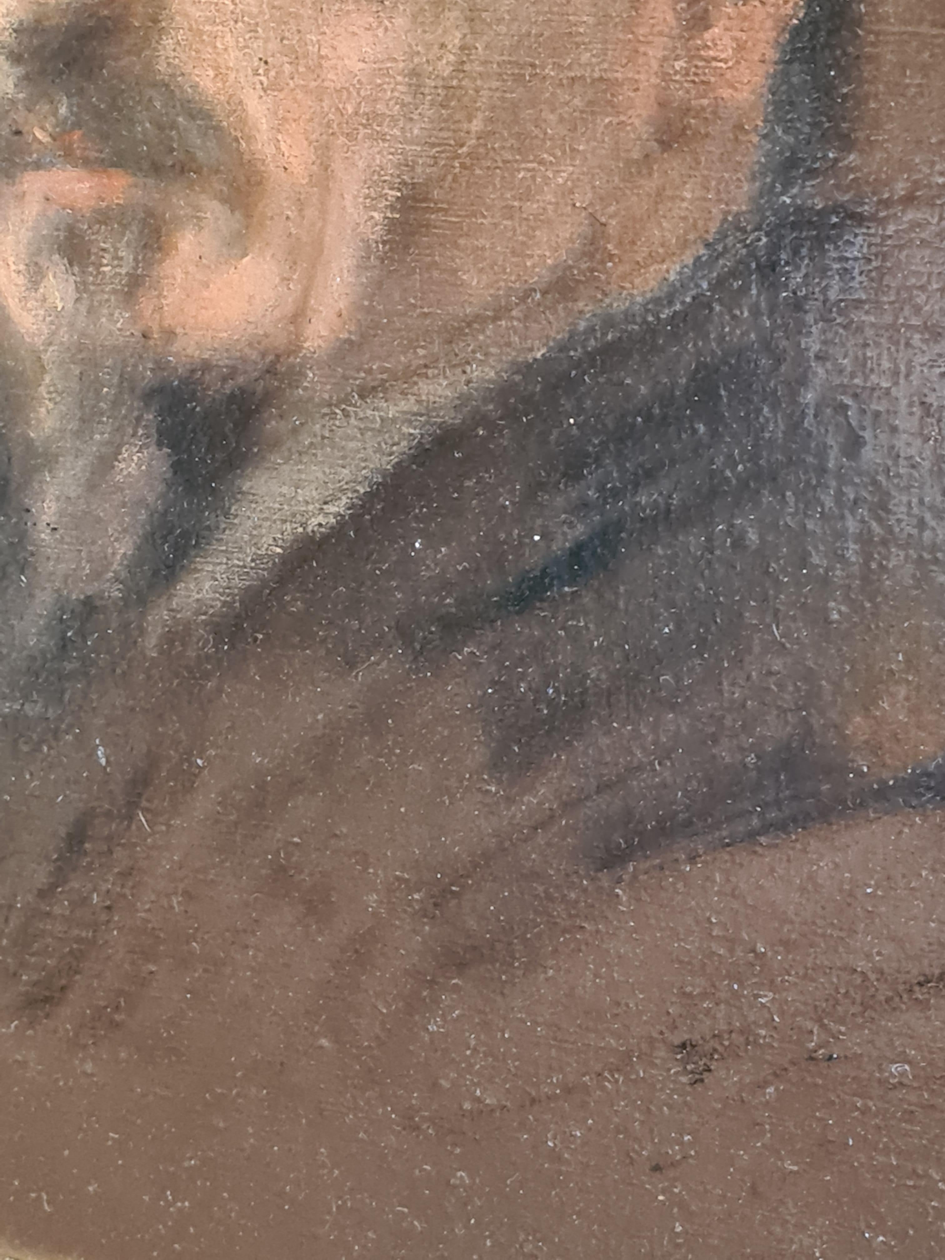 Huile du 19e siècle, Étude pour un portrait d'Emile Baron en vente 9