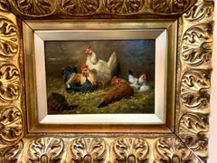 Français, 19e siècle Poules dans une grange ou un poulailler, intérieur