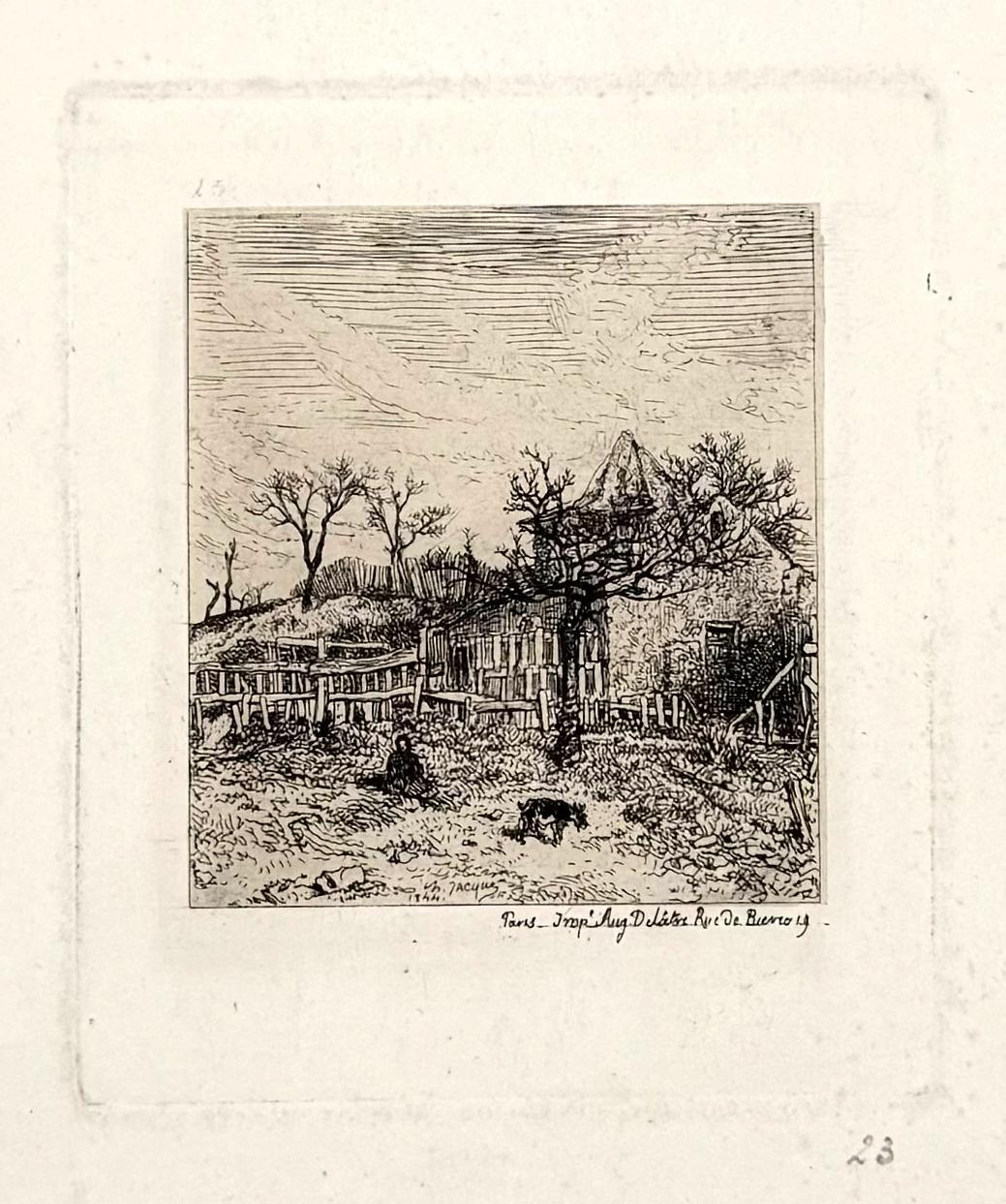 Intérieur de cour ; une cour de ferme