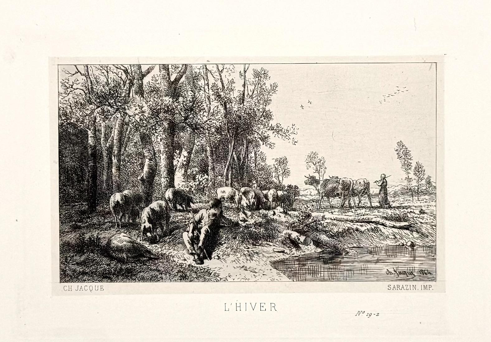 Figurative Print Charles-Emile Jacque - L'Hiver