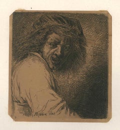 Rienz, inspiriert von Ribera - b/w Radierung von Charles Jacque - 1868
