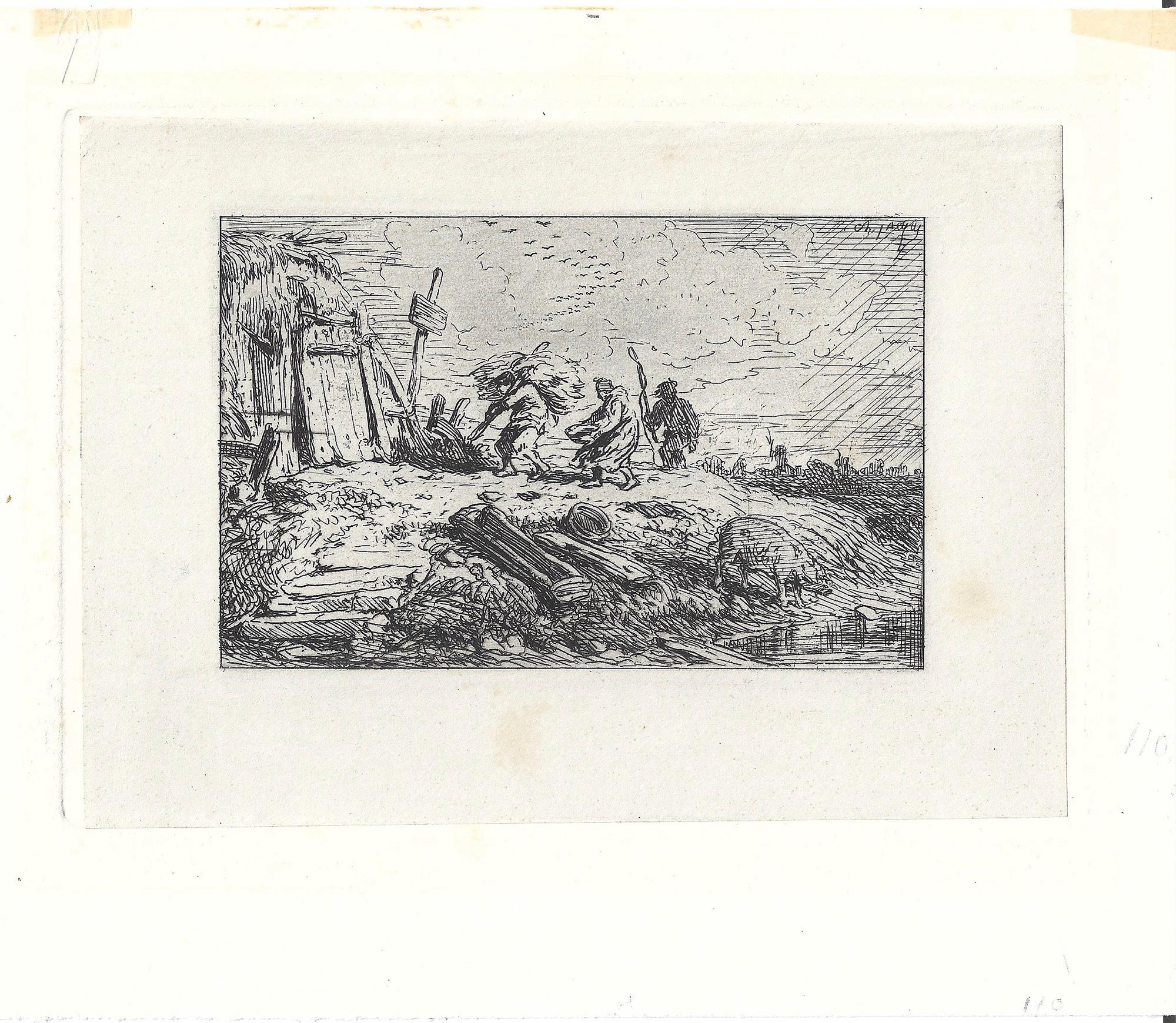 Une bourrasque – Print von Charles-Emile Jacque