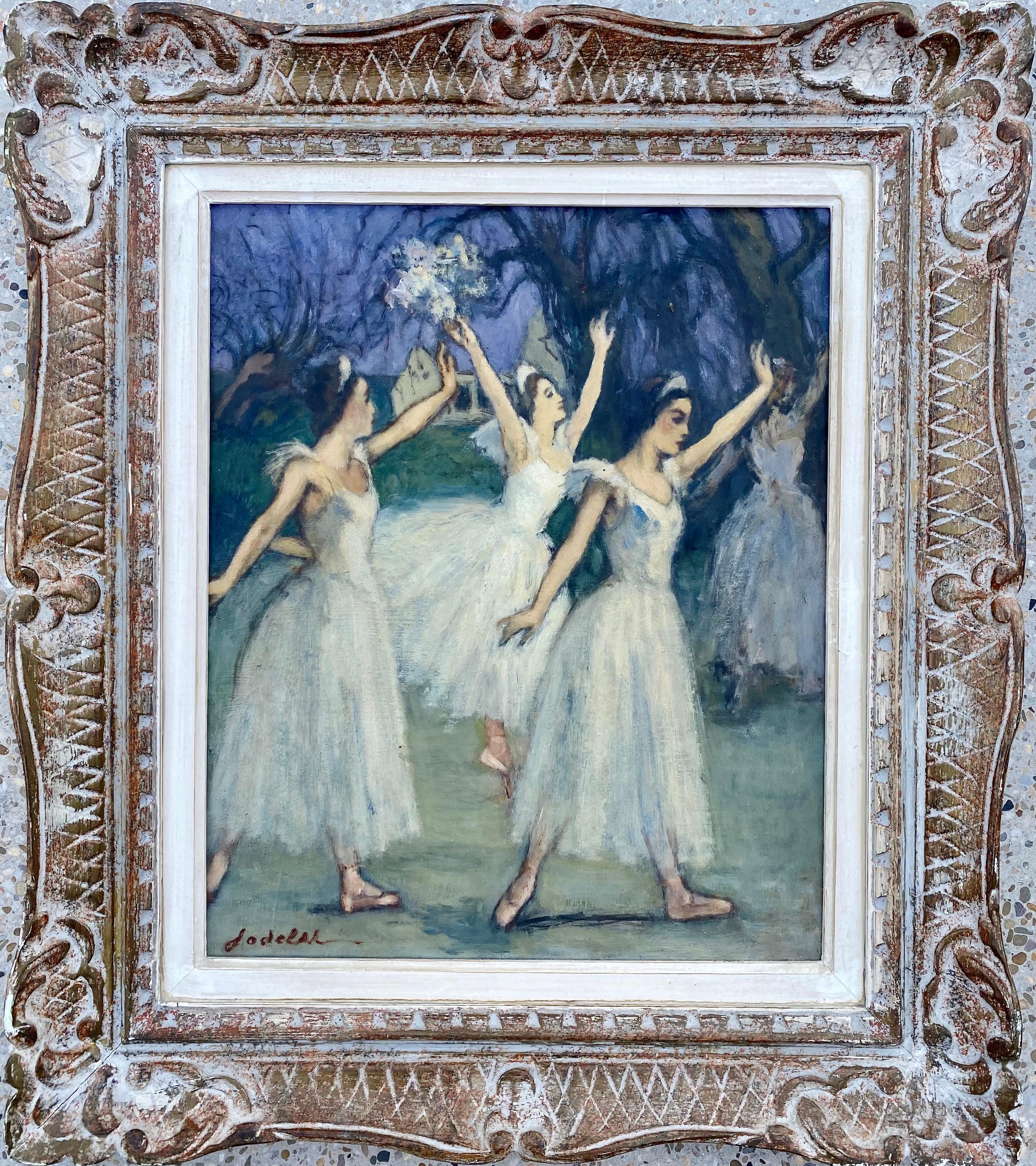 Charles Emmanuel Jodelet Interior Painting - French 19th century style impressionist painting - Ballet - Dance Dancers Degas