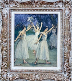 French 19th century style impressionist painting - Ballet - Dance Dancers Degas