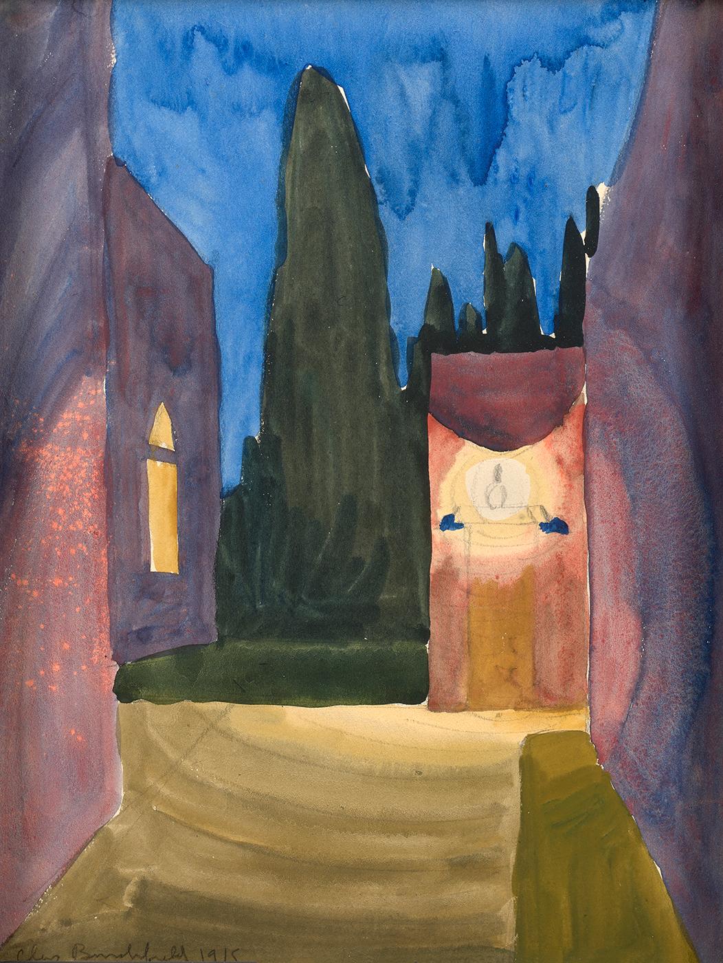Alley Light, 1915 - Painting by Charles E. Burchfield