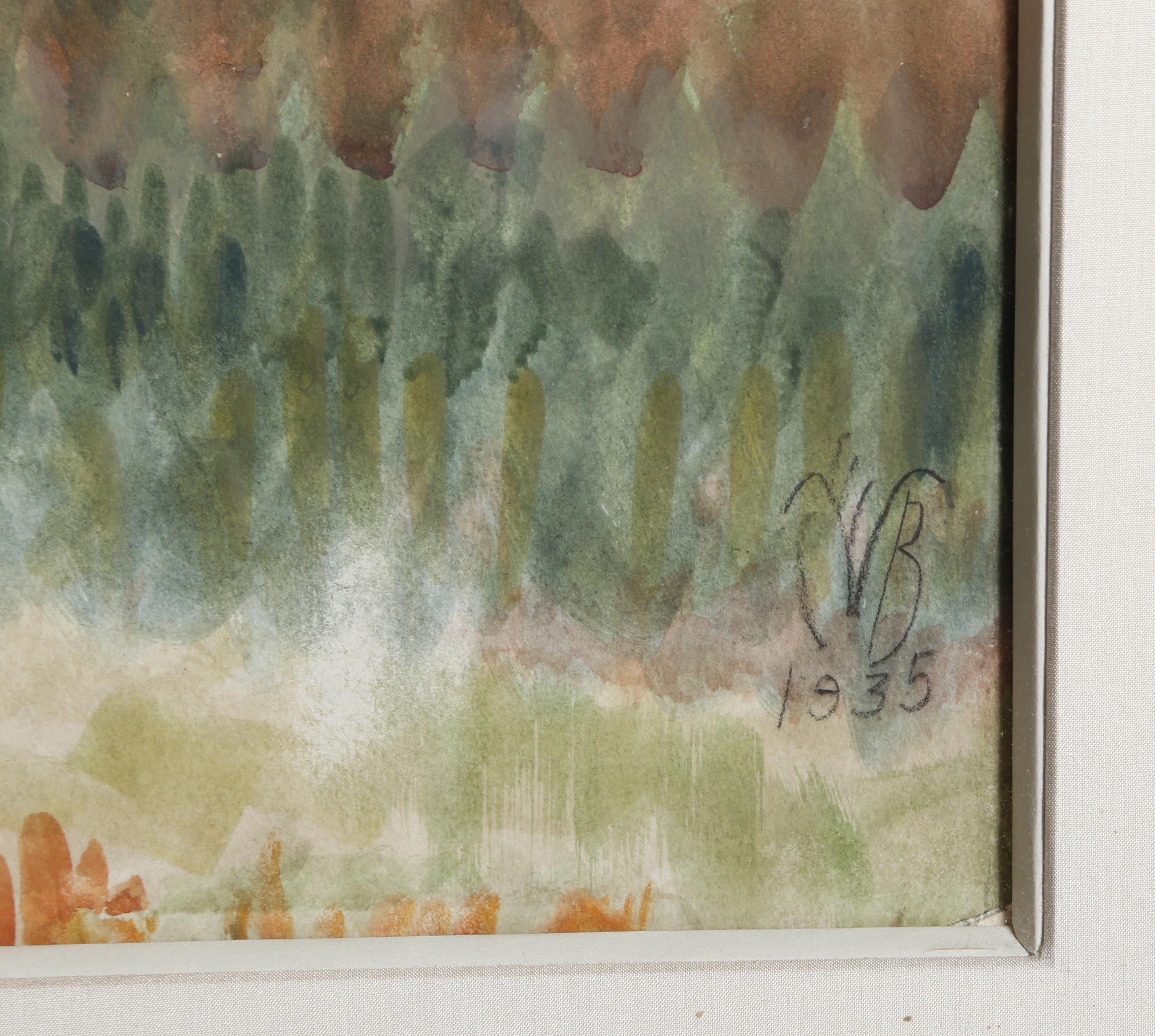 Scene on Windspear Road, Watercolor by Charles Burchfield 1935 - Painting by Charles E. Burchfield