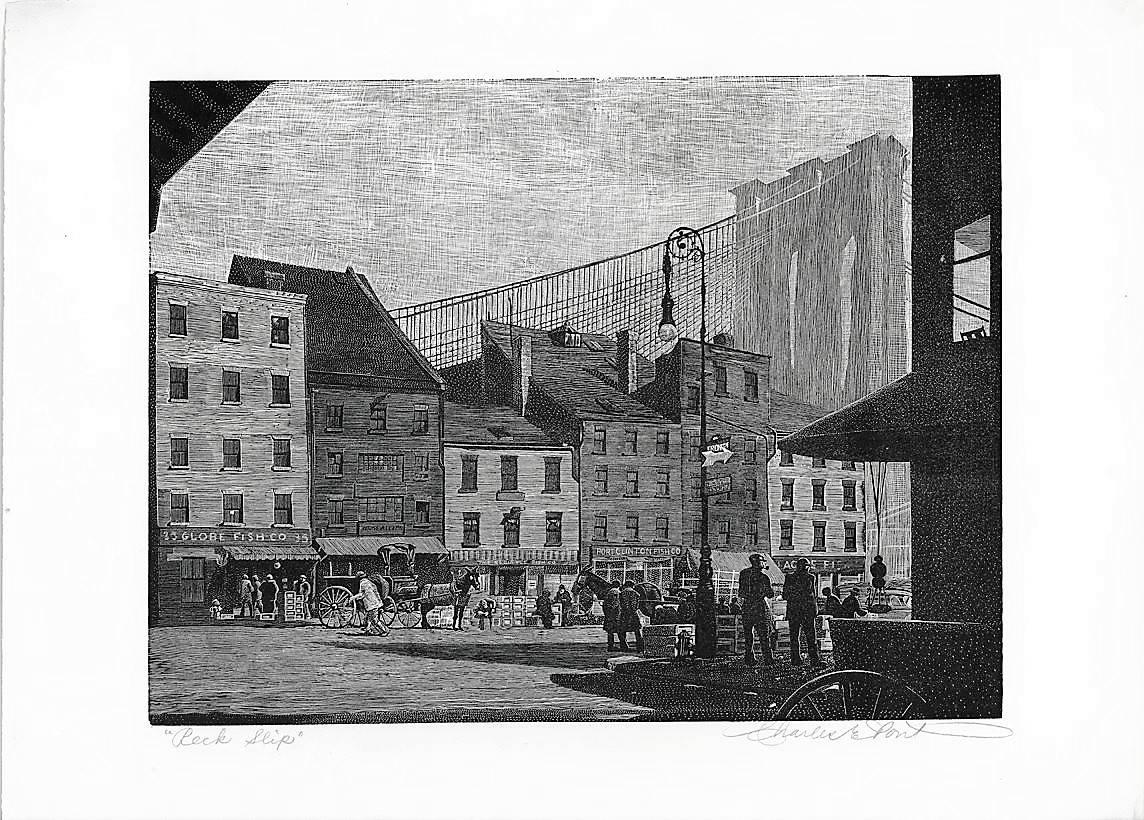 Peck Slip. (East River, New York). - Print by Charles E. Pont