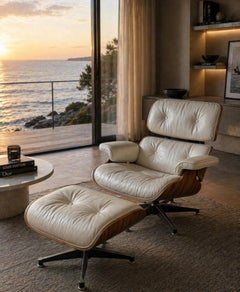 Charles et Ray Eames & Mobilier International - Lounge Chair et son Ottoman , cu
