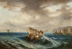 Französisch Marine Romantische Malerei 19. Kreis von KUWASSEG Boot Meer Hafen Kanal Französisch Marine Romantische Malerei 19. Kreis von KUWASSEG Boot Meer Hafen Kanal