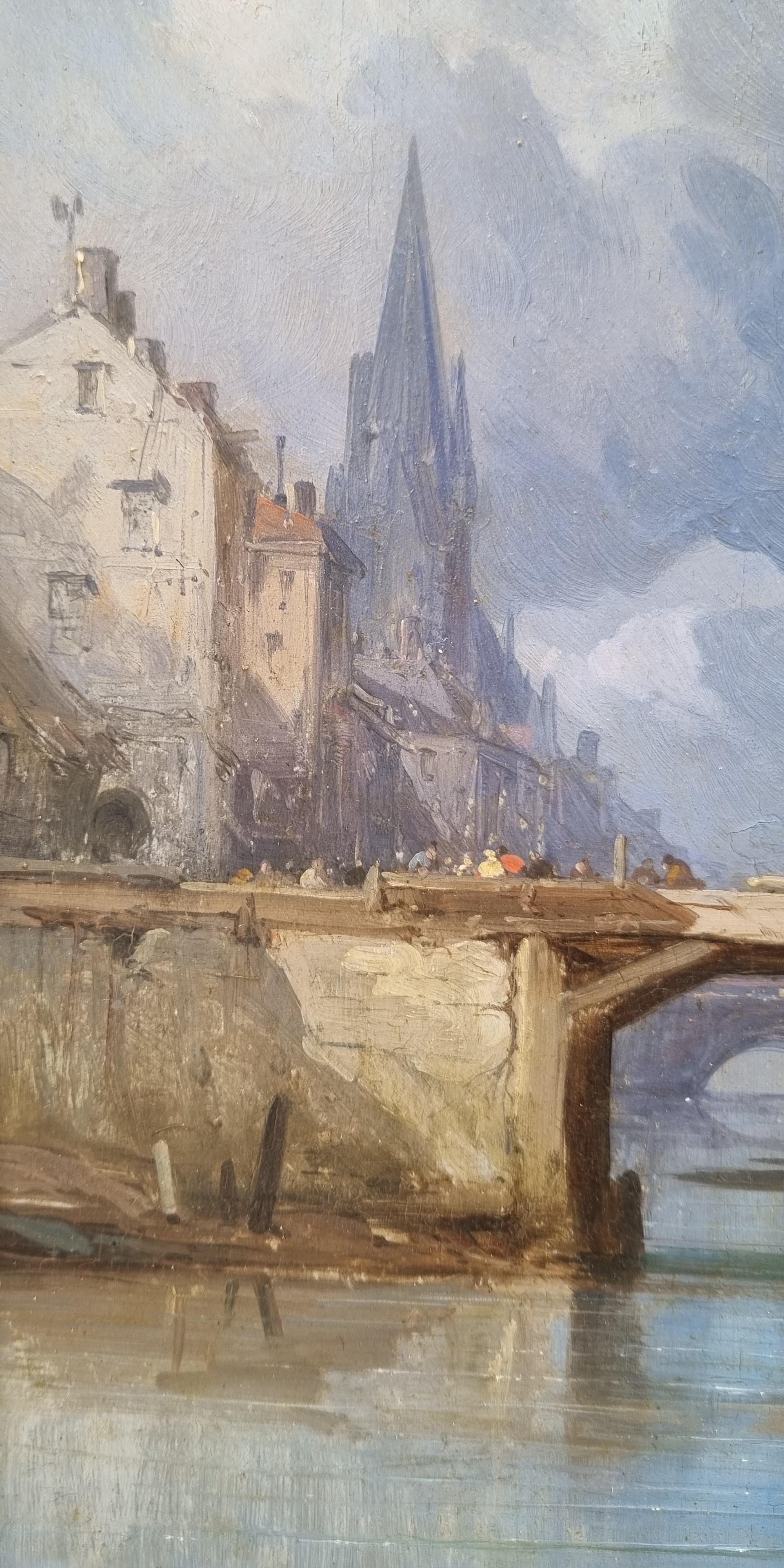 KUWASSEG French Romantic Landscape Painting Normandy Harbor 19th For Sale 4