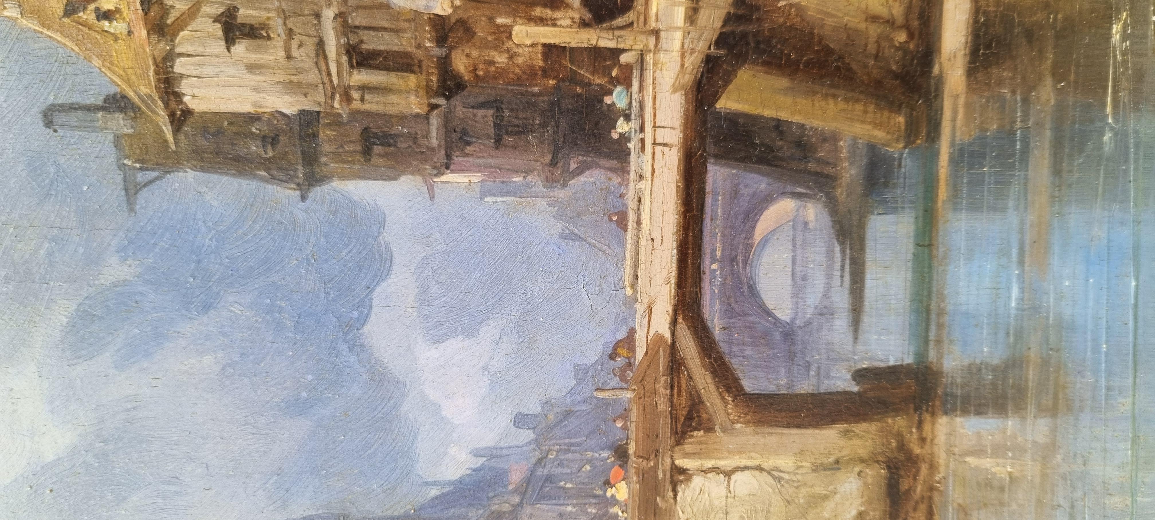 KUWASSEG French Romantic Landscape Painting Normandy Harbor 19th For Sale 5