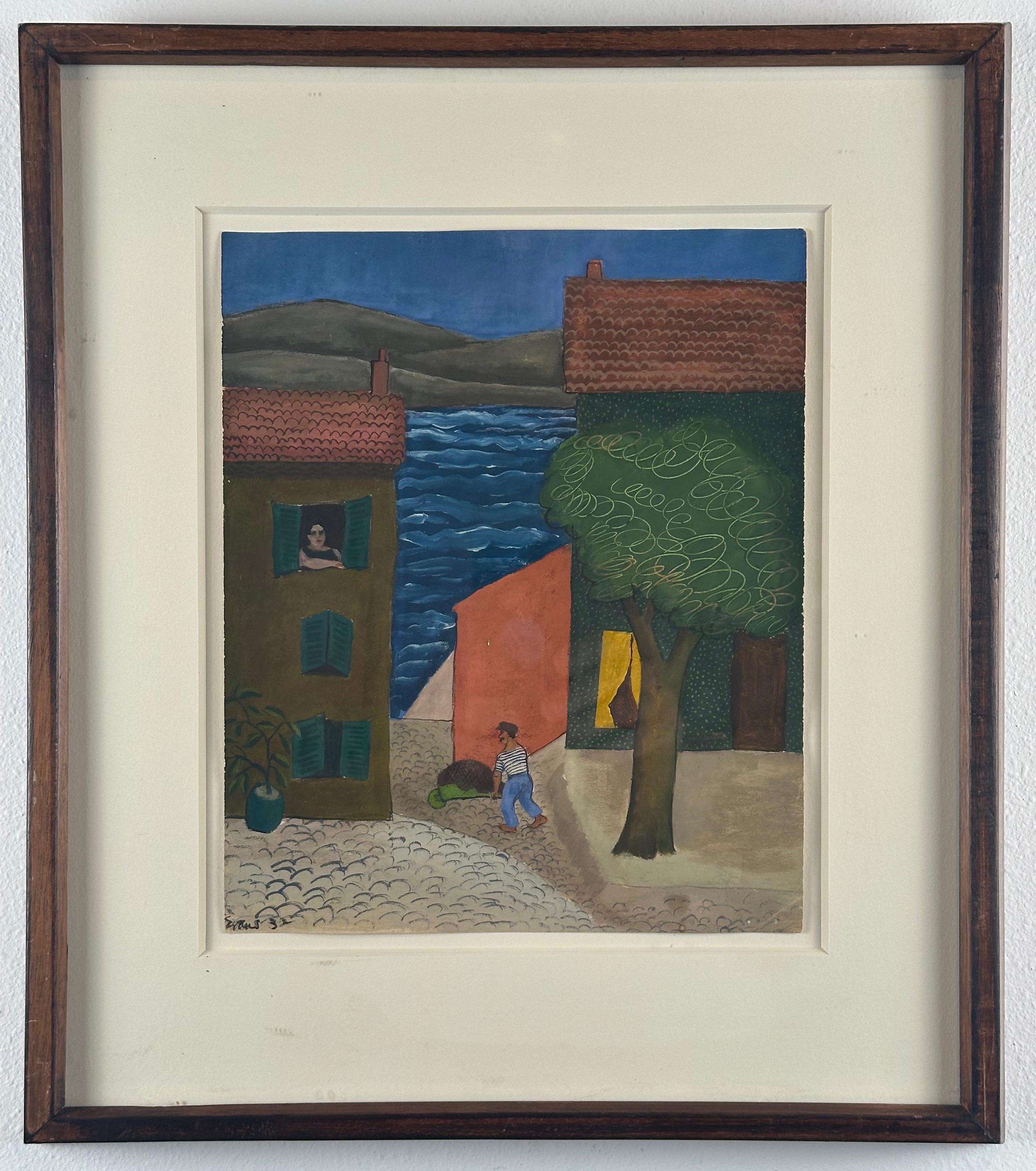 Ciudad costera mediterránea (sur de Francia) - Painting de Charles Evans