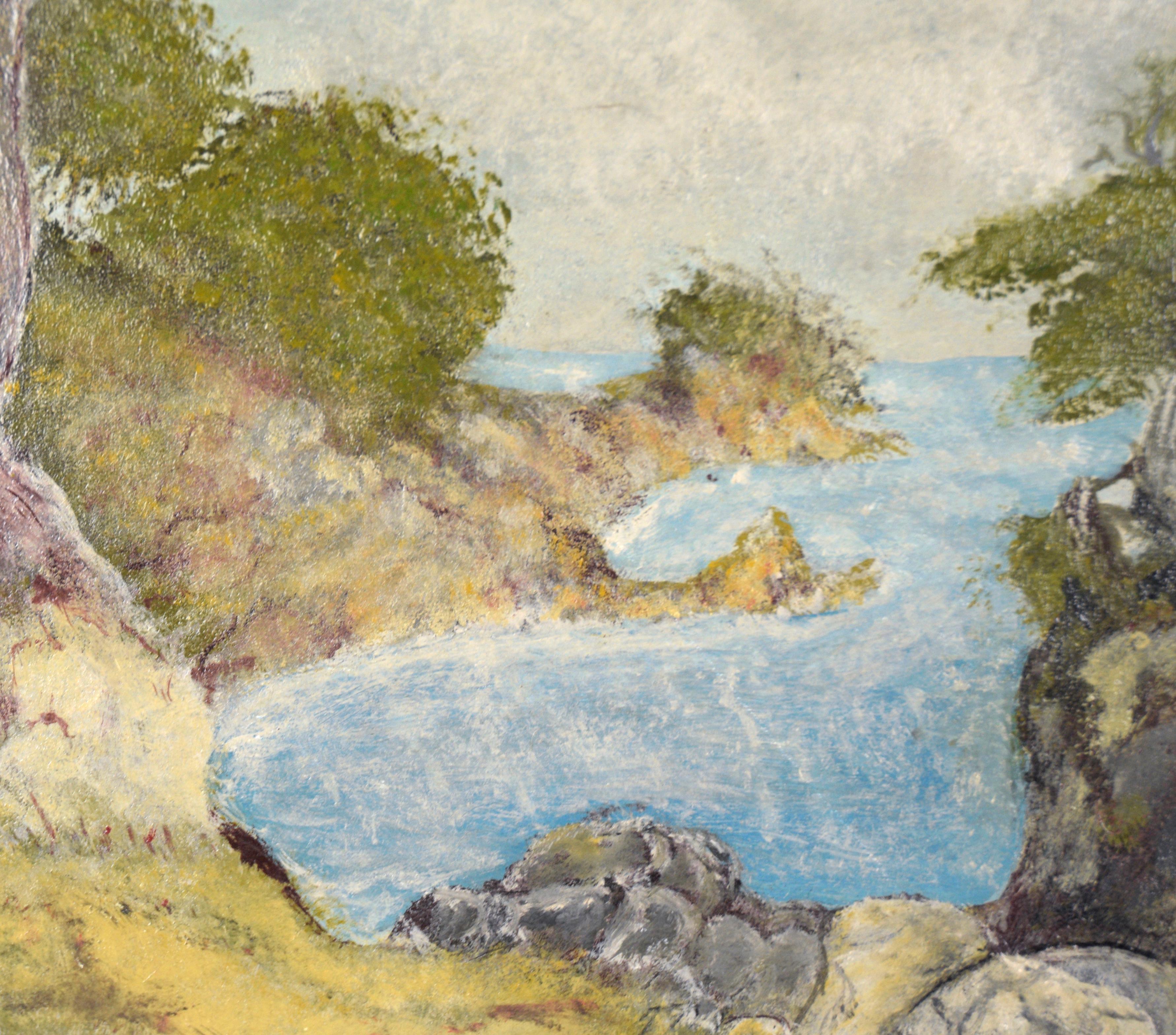 Acantilados y cipreses en Pt. Lobos, California - Paisaje marino Charles F. Cummins 1929 en venta 4