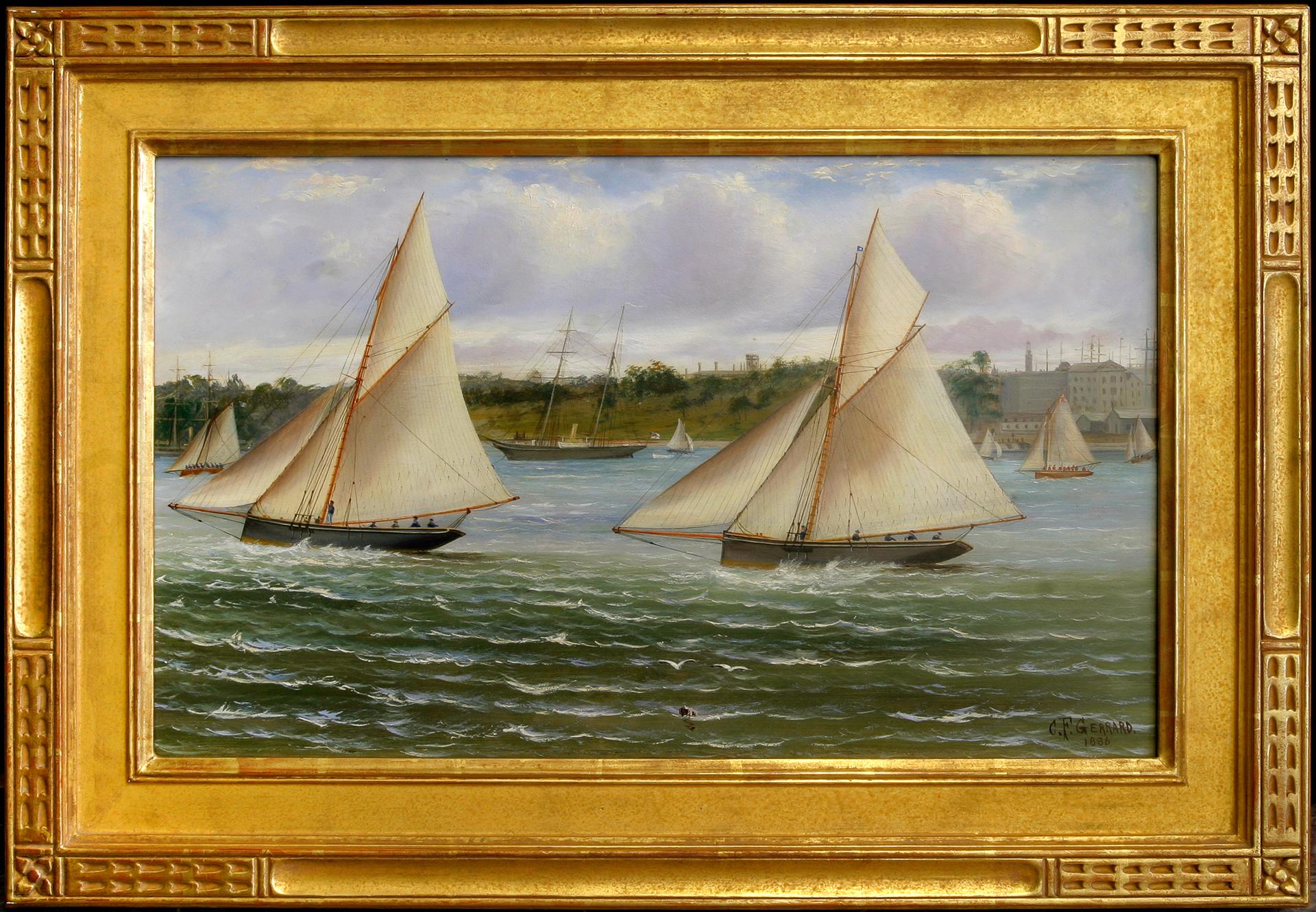 Regatta à Sydney Harbour - Autres styles artistiques Painting par Charles F. Gerrard