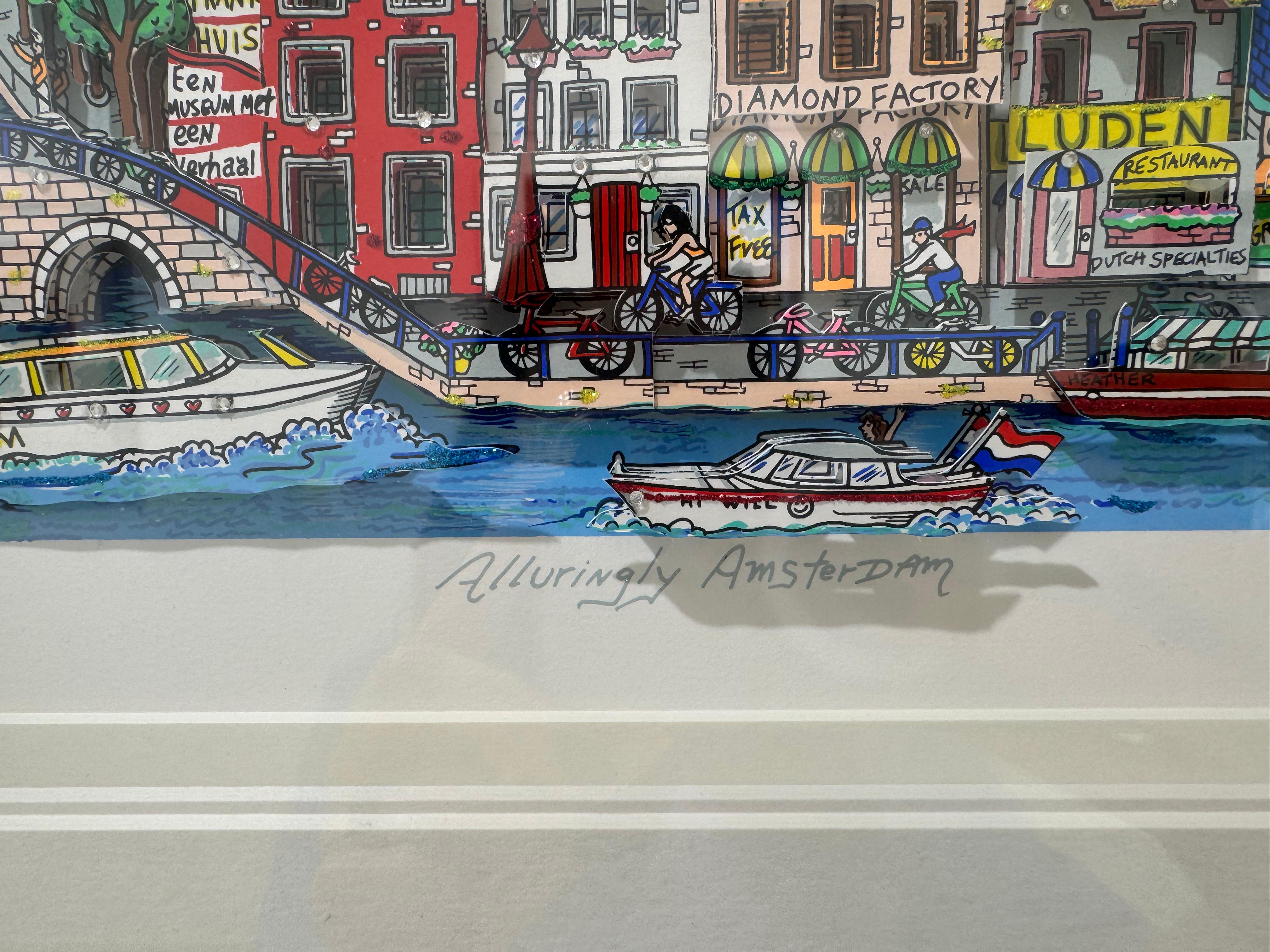 Alluring Amsterdam, Charles Fazzino For Sale 3