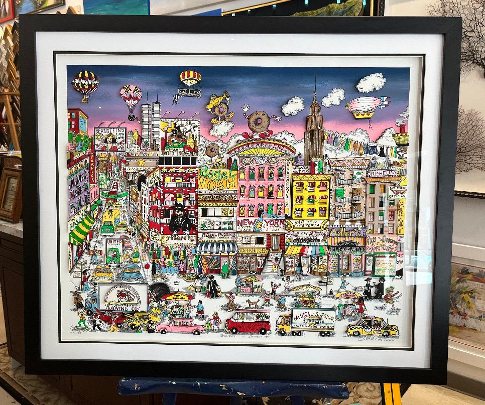 Barzubehör in der Orchard Street – Mixed Media Art von Charles Fazzino
