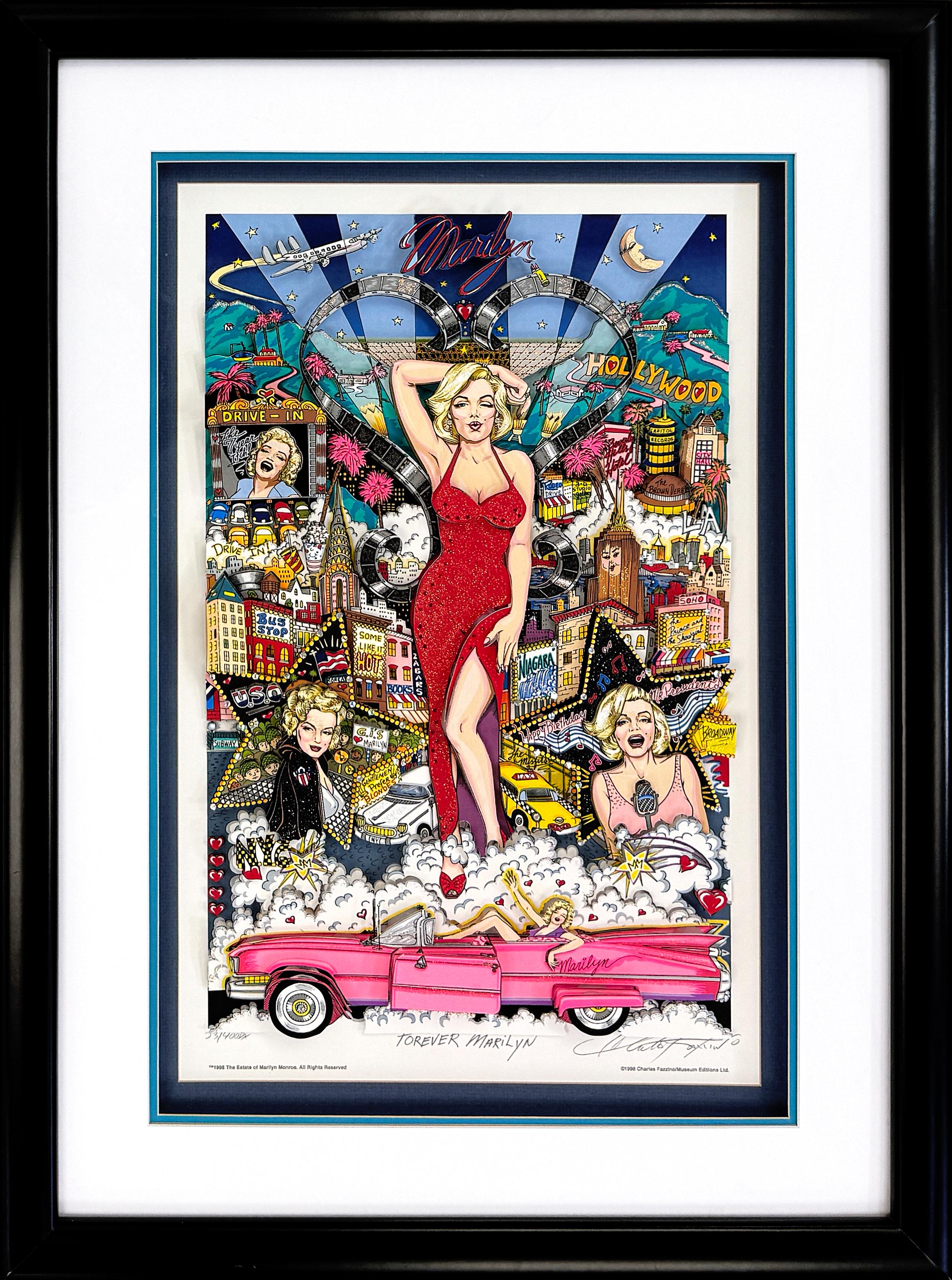 Charles Fazzino Figurative Print - Forever Marilyn (signed 3D mixed media serigraph)