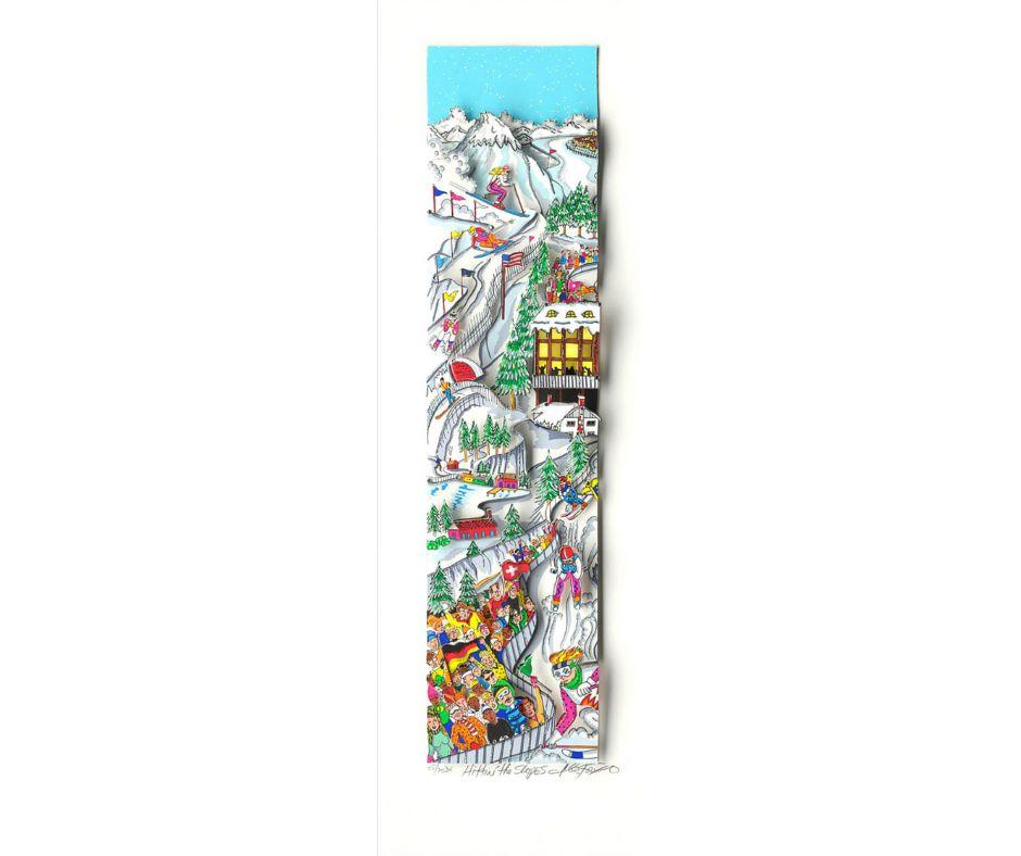 Hitting the Slopes – A 3D Silkscreen by Charles Fazzino (Edition: 59/75DX)
Artist: Charles Fazzino
Title: Hitting the Slopes
Medium: 3D Silkscreen on Paper
Edition: 59/75DX
Signature: Hand-signed by the artist
Condition: Excellent - New
Hitting the
