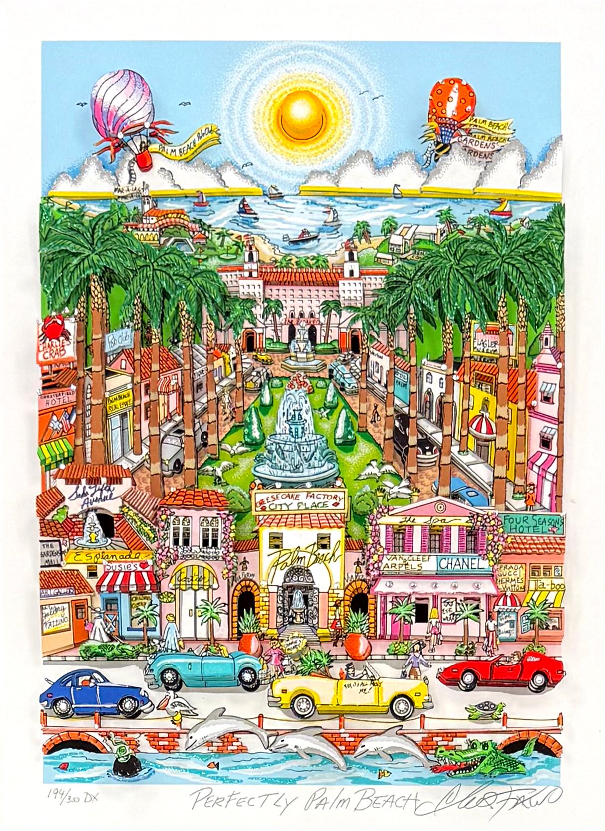 Perfectly Palm Beach (signed 3D mixed media serigraph) (Pop-Art), Mixed Media Art, von Charles Fazzino