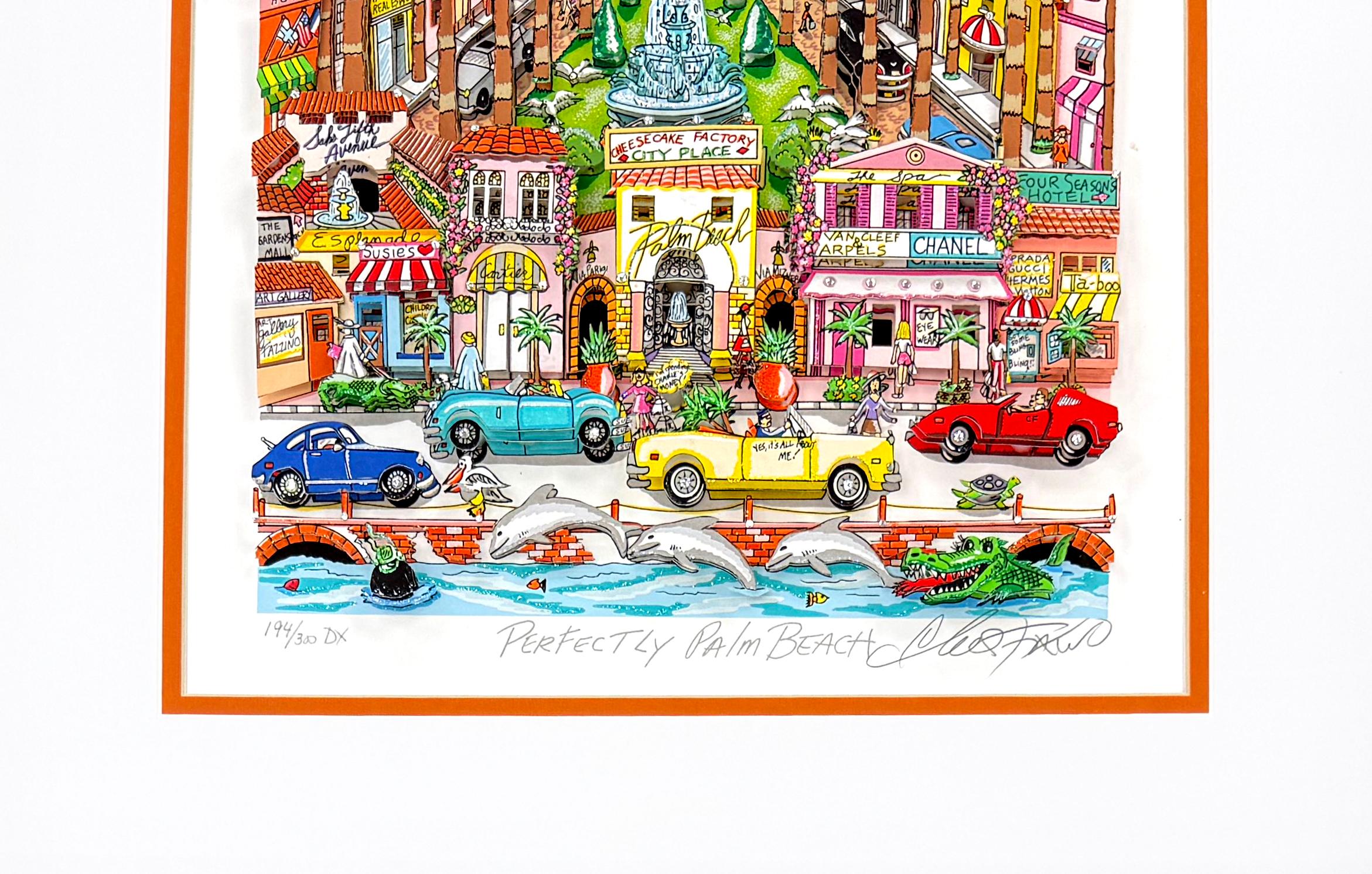 3D constructed mixed media serigraph on paper.  Hand signed lower right by Charles Fazzino.  Hand numbered 194/300 DX lower left.  This Deluxe Edition features three layers of dimension (base layer and two additional layers of pop-ups) and includes