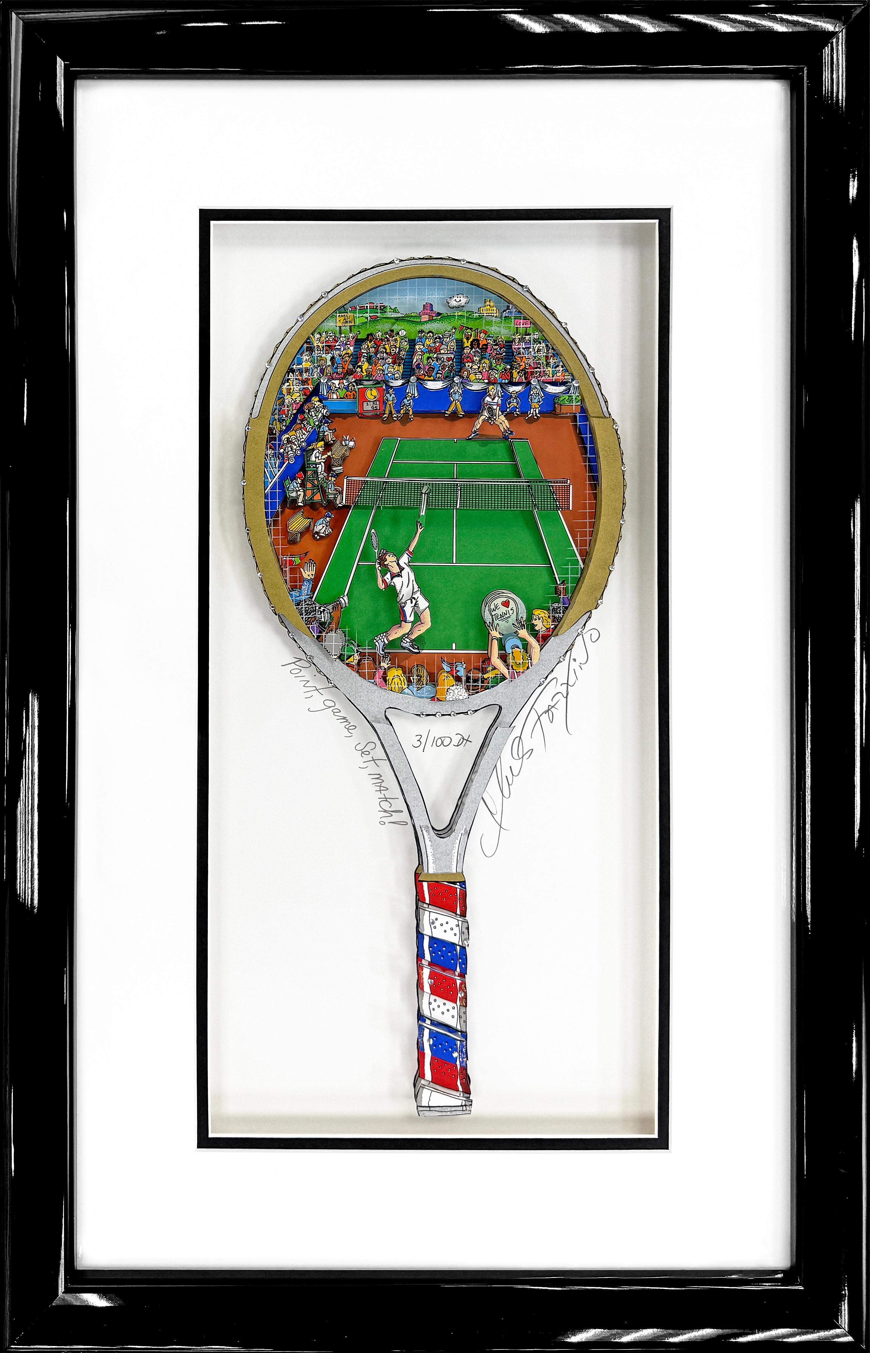 Figurative Print Charles Fazzino - Point, jeu, set, match ! (mixed media 3D signé avec remarque)