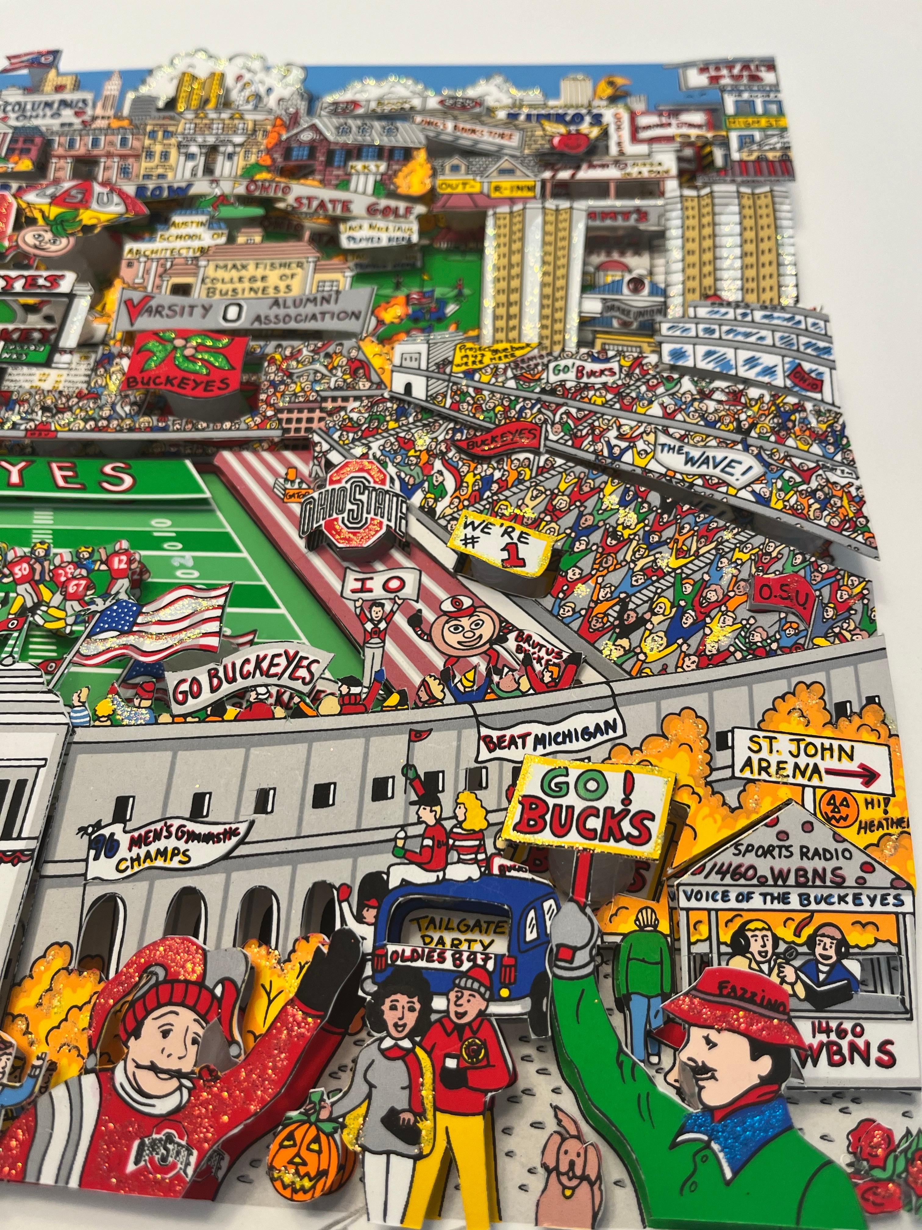 Saturday Afternoon in the Shoe (1997)

Charles Fazzino 3-D Pop Art limited edition

Assembled entirely by hand, each piece is hand cut, then hand glued to its corresponding part to create the dimensionality and then embellished with hand applied