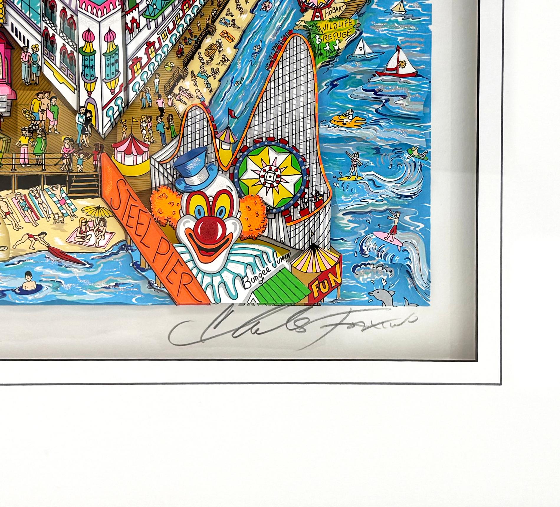 That Weekend At The Jersey Shore (large 3D mixed media serigraph) - Pop Art Mixed Media Art by Charles Fazzino