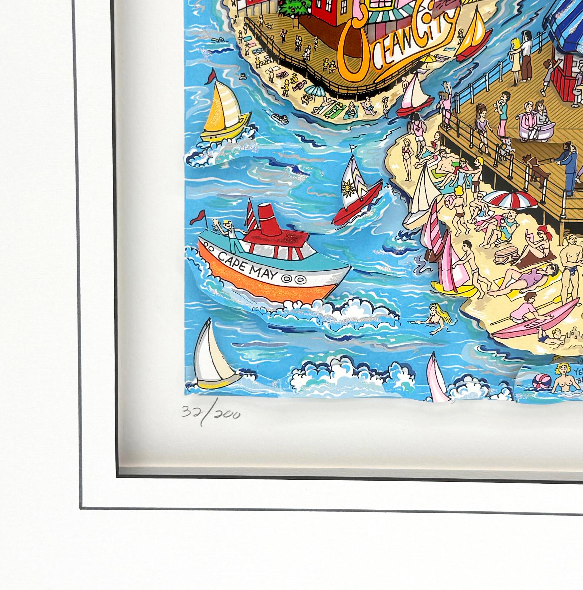 3D constructed mixed media serigraph on paper.  Hand signed lower right by Charles Fazzino.  Hand numbered 32/200 lower left.  Artwork size 16 x 39 inches.  Frame size 26.5 x 49.75 inches.

Artwork is in excellent condition. Certificate of