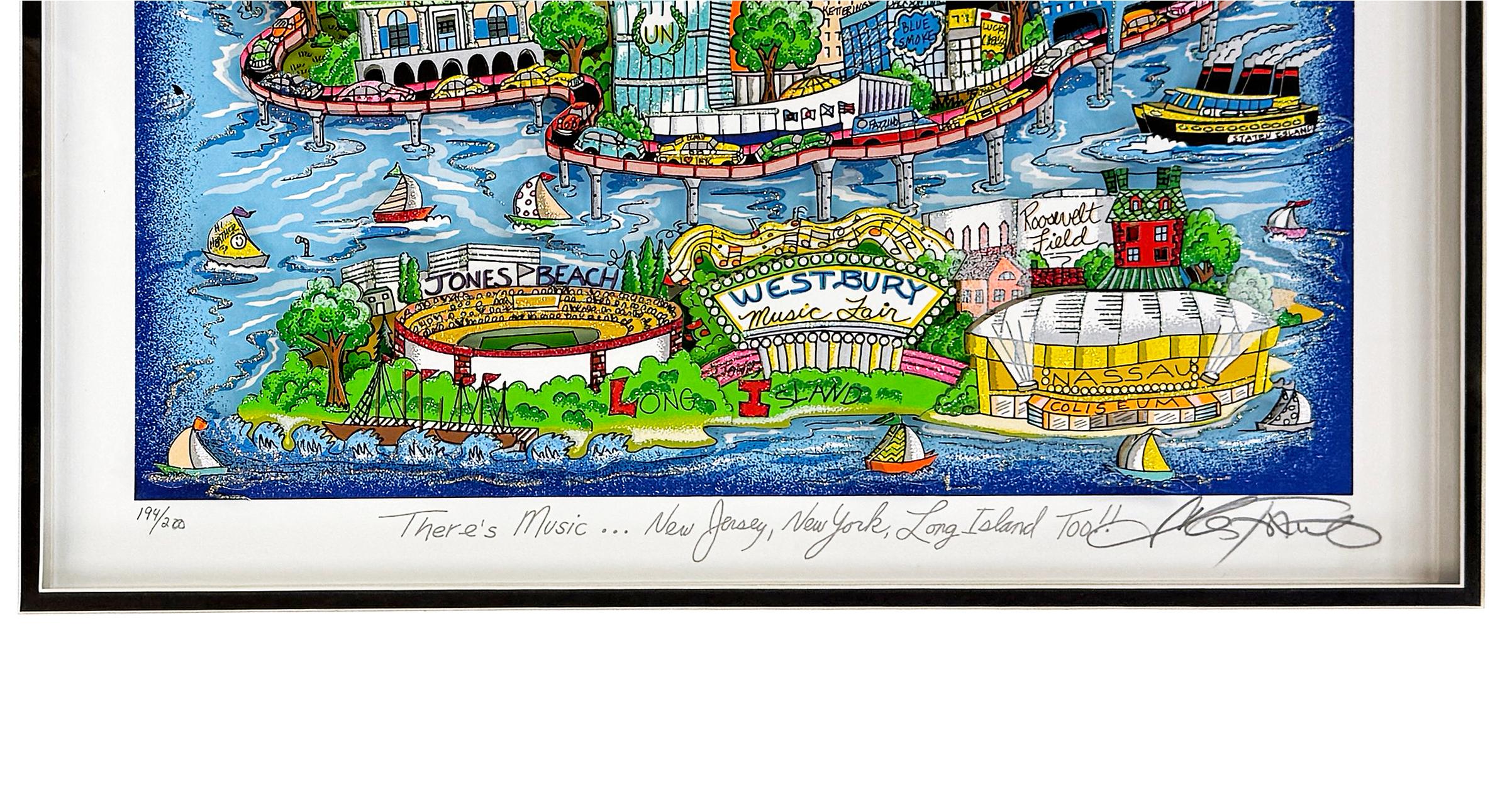 Il y a de la musique... New Jersey, New York, Long Island aussi ! (signé 3D mixed media) - Print de Charles Fazzino