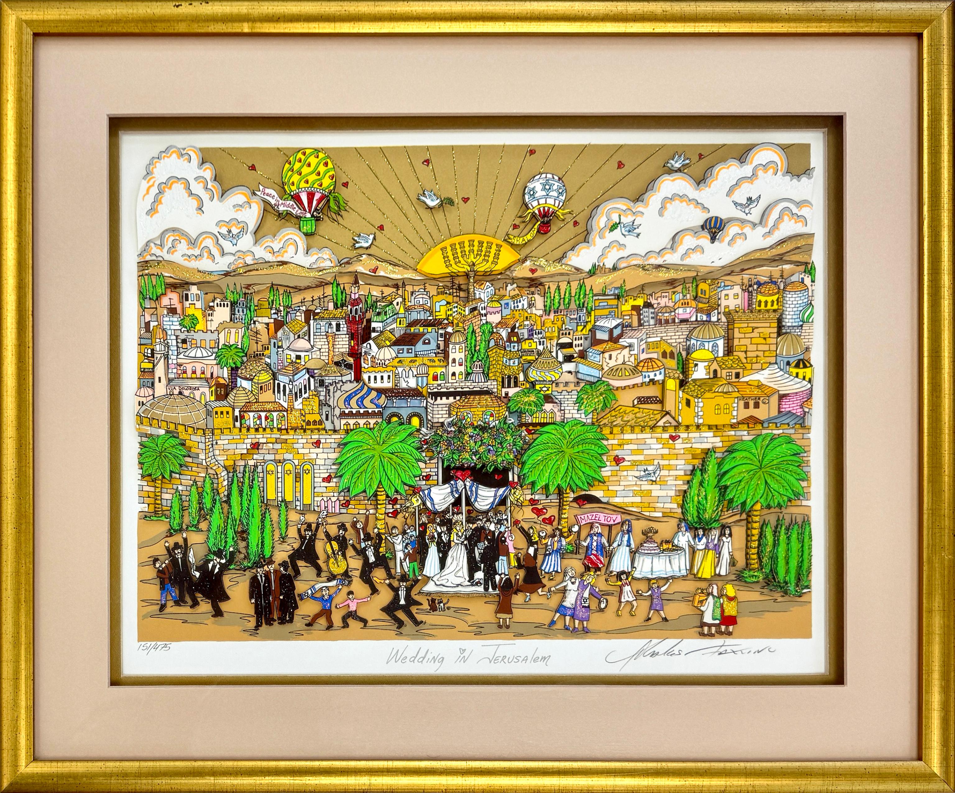 Mariage à Jérusalem (sérigraphie 3D mixte signée) - Mixed Media Art de Charles Fazzino