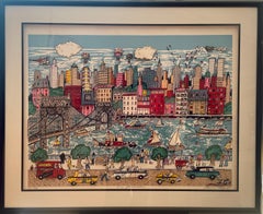 'City Promenade', Charles Fazzino. Vibrant 3D American Pop Art Hand-cut Collage