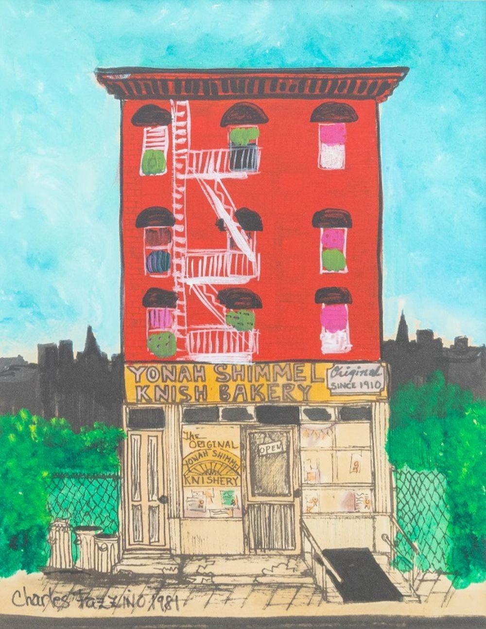 Yonah Schimmel's Knish Bakery – Painting von Charles Fazzino