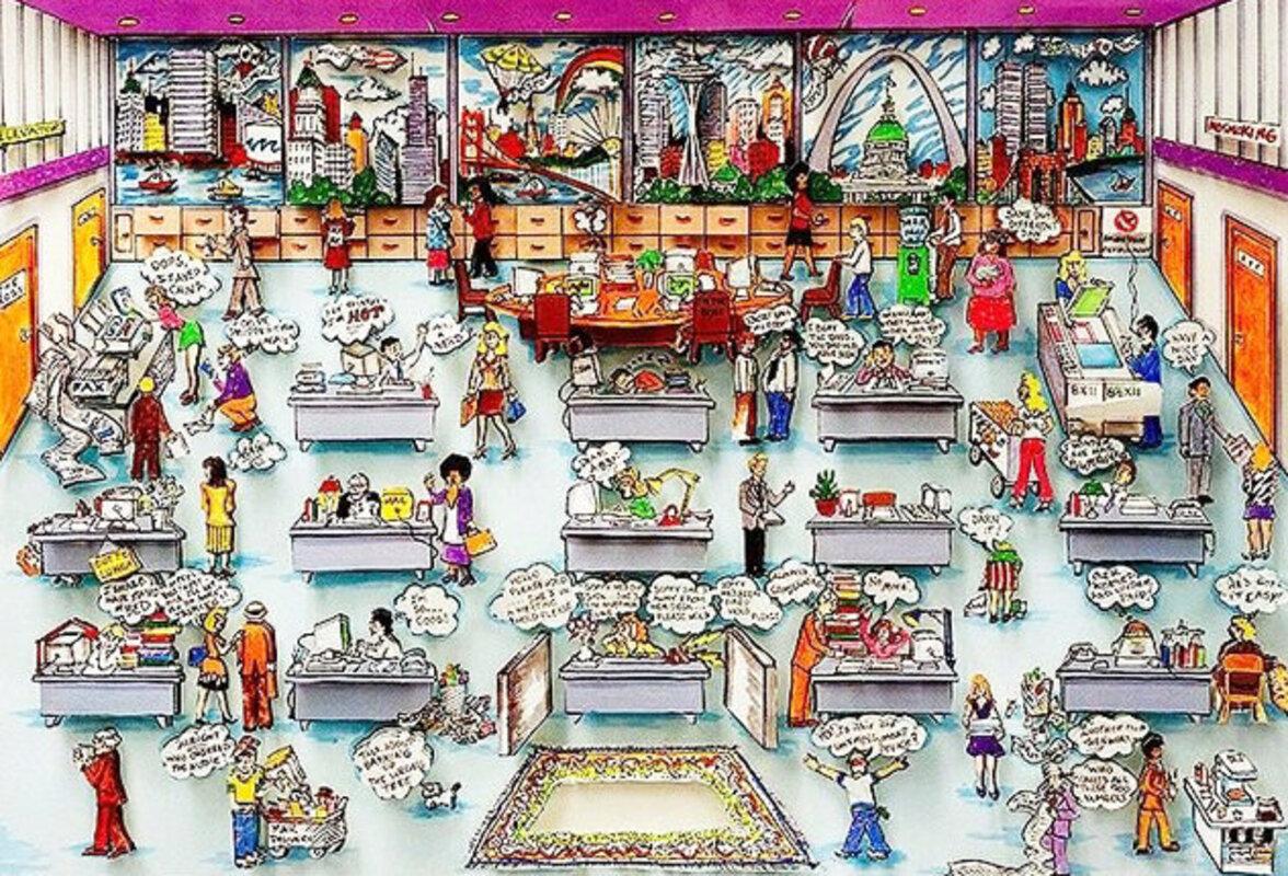 Dalle 9 alle 5 - Print di Charles Fazzino
