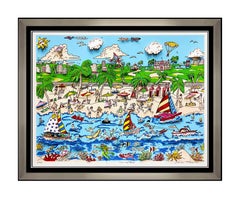 Charles Fazzino Large 3D Silkscreen Sun And Fun Signed Modern Framed Artwork SBO