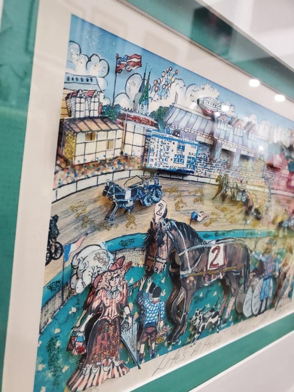 Artist: Charles Fazzino
Title: Life's A Horse Race
Year: 1980
Medium: 3D Construction Serigraph
Image Measurements- 9 x 6
Framed: 20x17 inches
Edition: 102/495
Condition:Excellent.

Charles Fazzino is the most popular 3-D artist in the world today.