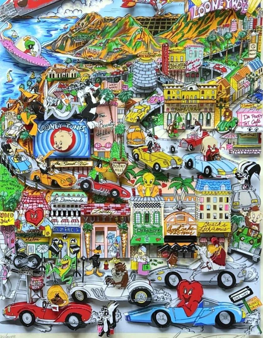 Charles Fazzino, Looneywood, 3D Construction Silkscreen 4