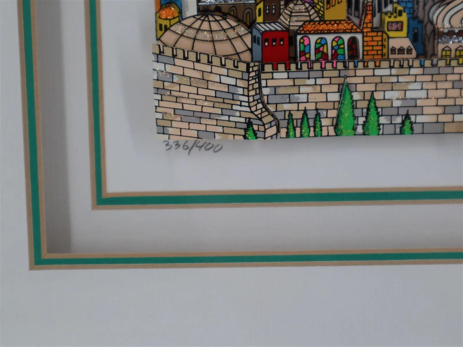 Charles Fazzino 'Rainbow Over Jerusalem' Framed Signed And Numbered 3D Art Print 2